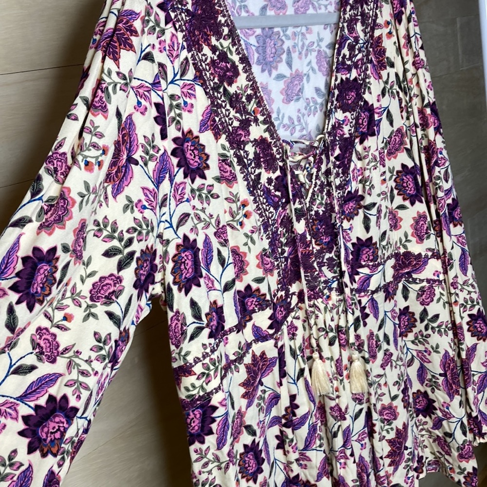 BoHo torrid lightweight Flowey long sleeve empire waist top Festival summertime